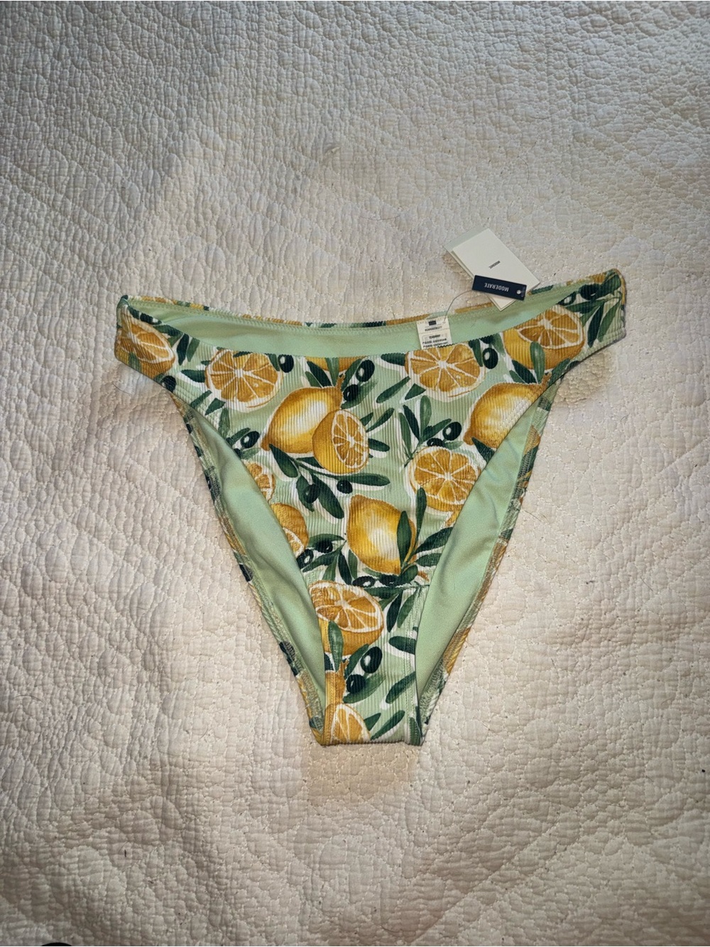 Abercrombie & Fitch Lemon Print Bikini Bottoms - Light Green & Yellow